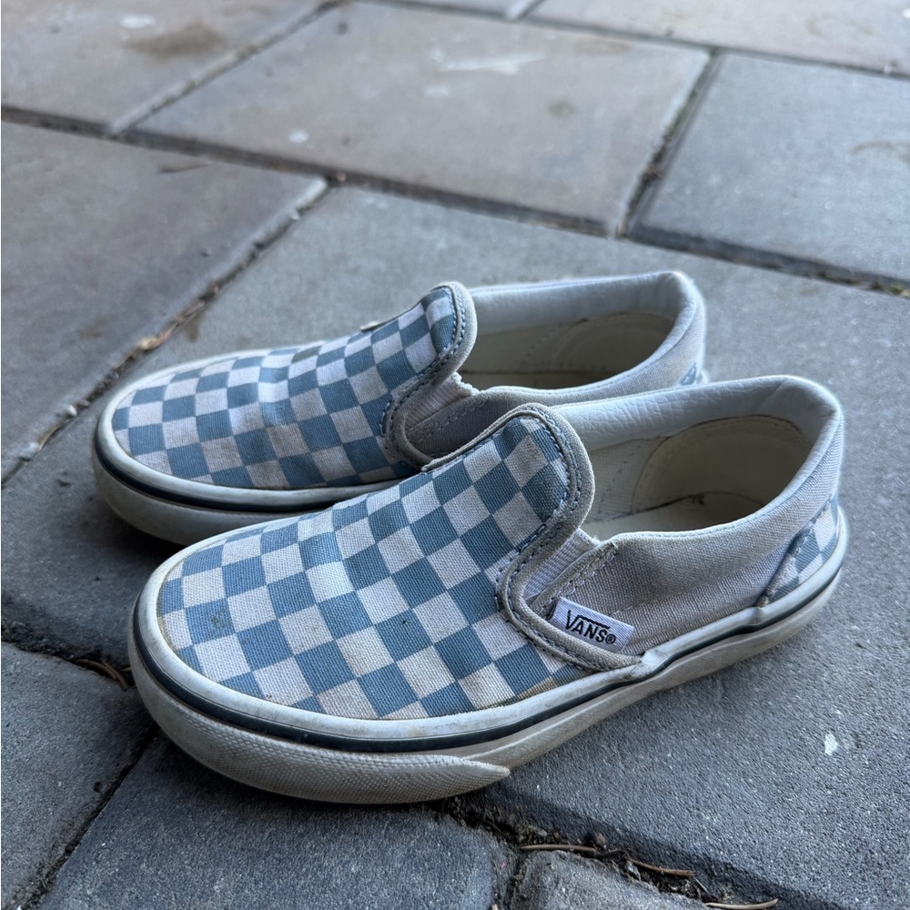 Vans Kids Blue Checkered Slip-On Shoes